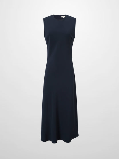 Crepe Slip Dress-Navy-0