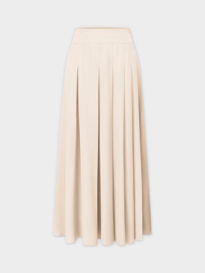 Yoke Pleated Skirt 37"-Ivory-0