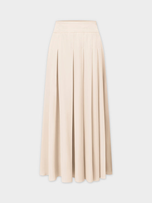 Yoke Pleated Skirt 37"-Ivory-0