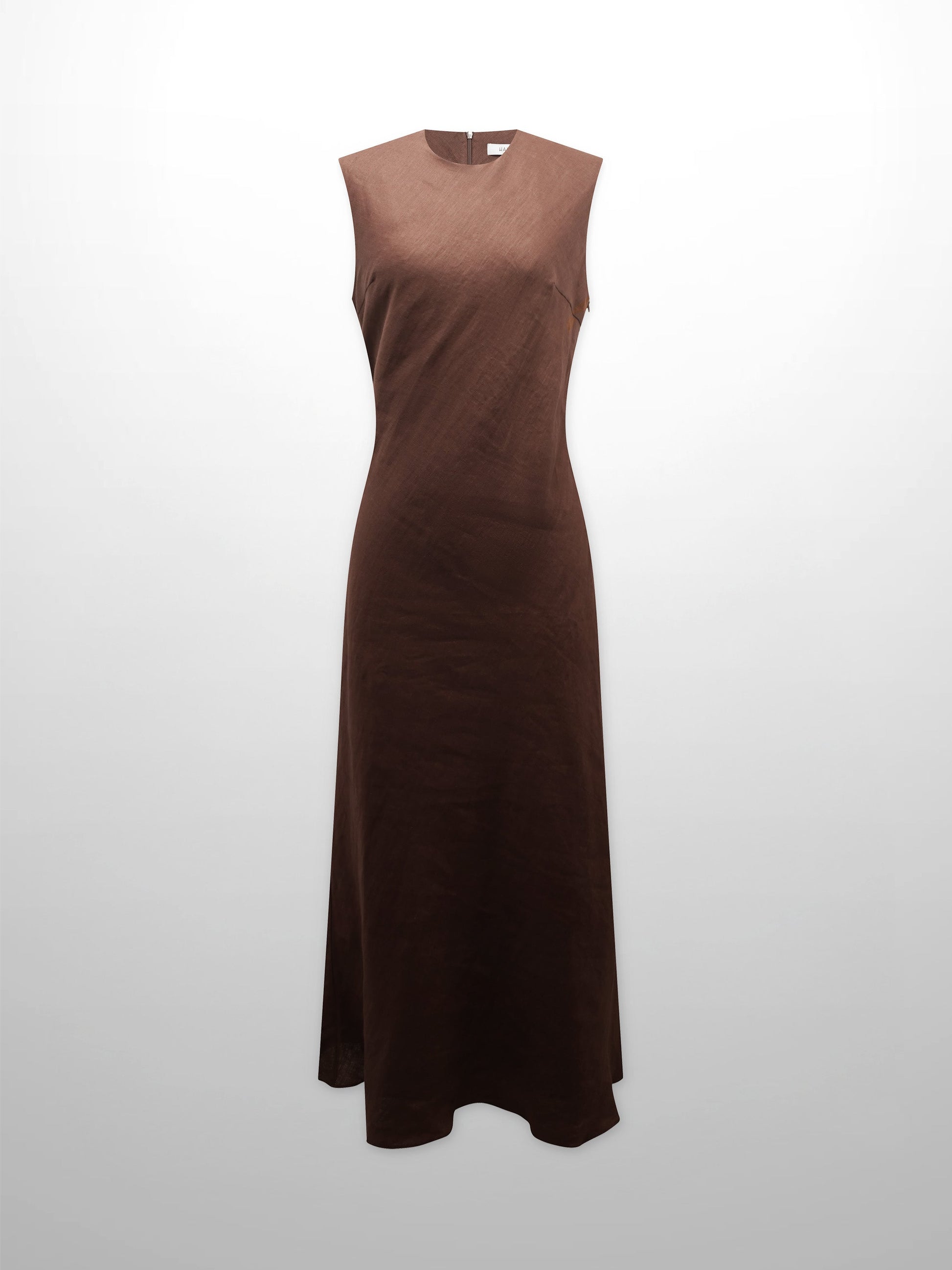 Linen A-Line Slip Dress-Brown-1