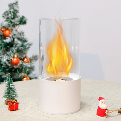 JHY DESIGN Portable Tabletop Firepit – Cylindrical Glass, 25cm H, Bio Ethanol Ventless, Indoor/Outdoor-3