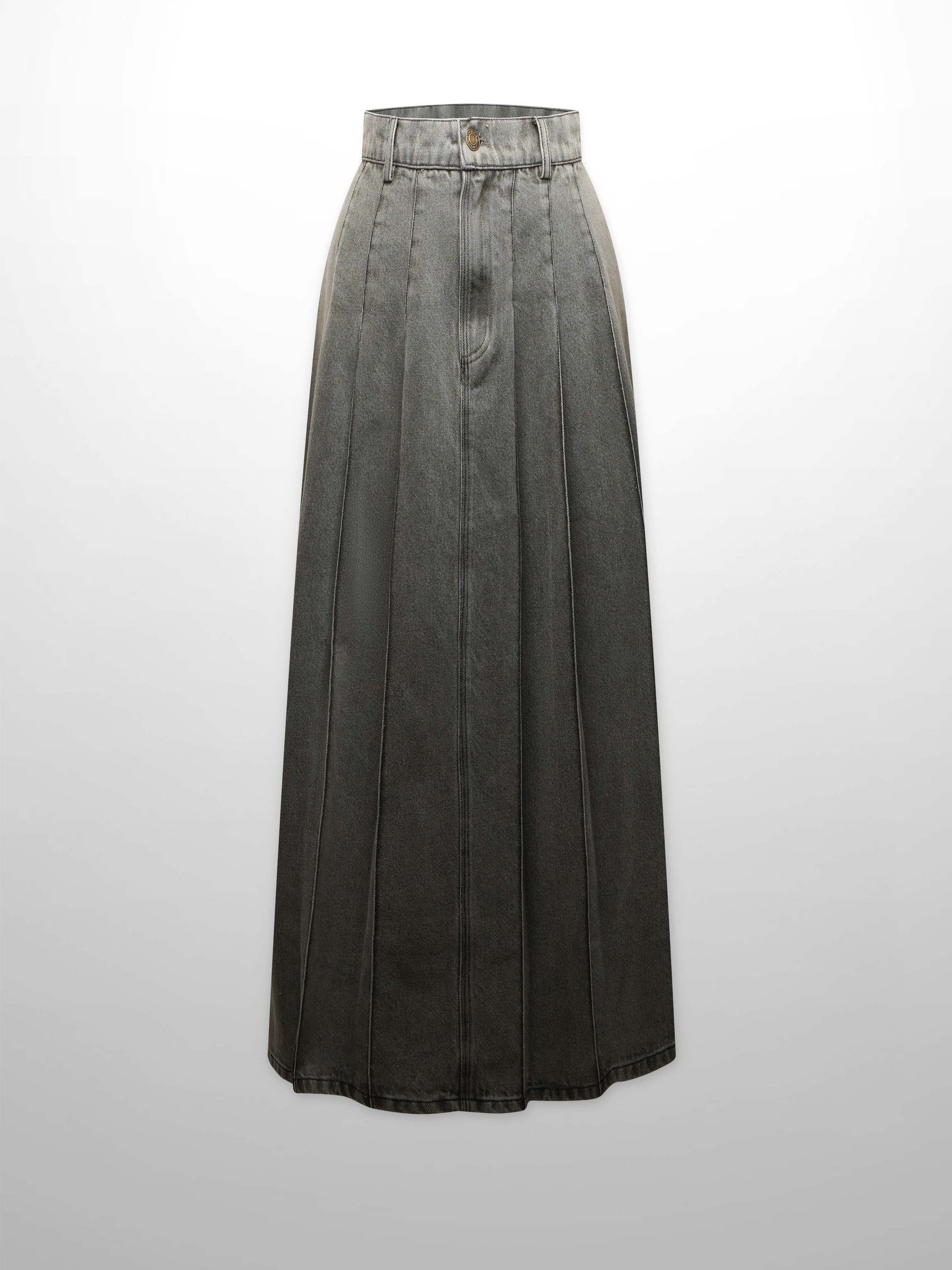 Stitched Pleated Skirt-Grey-1