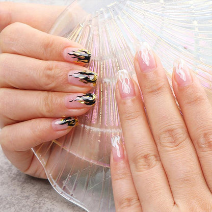 3D Flame Nail Stickers Fire Design Manicure Decals Self Adhesive Nail Art Sheet-4