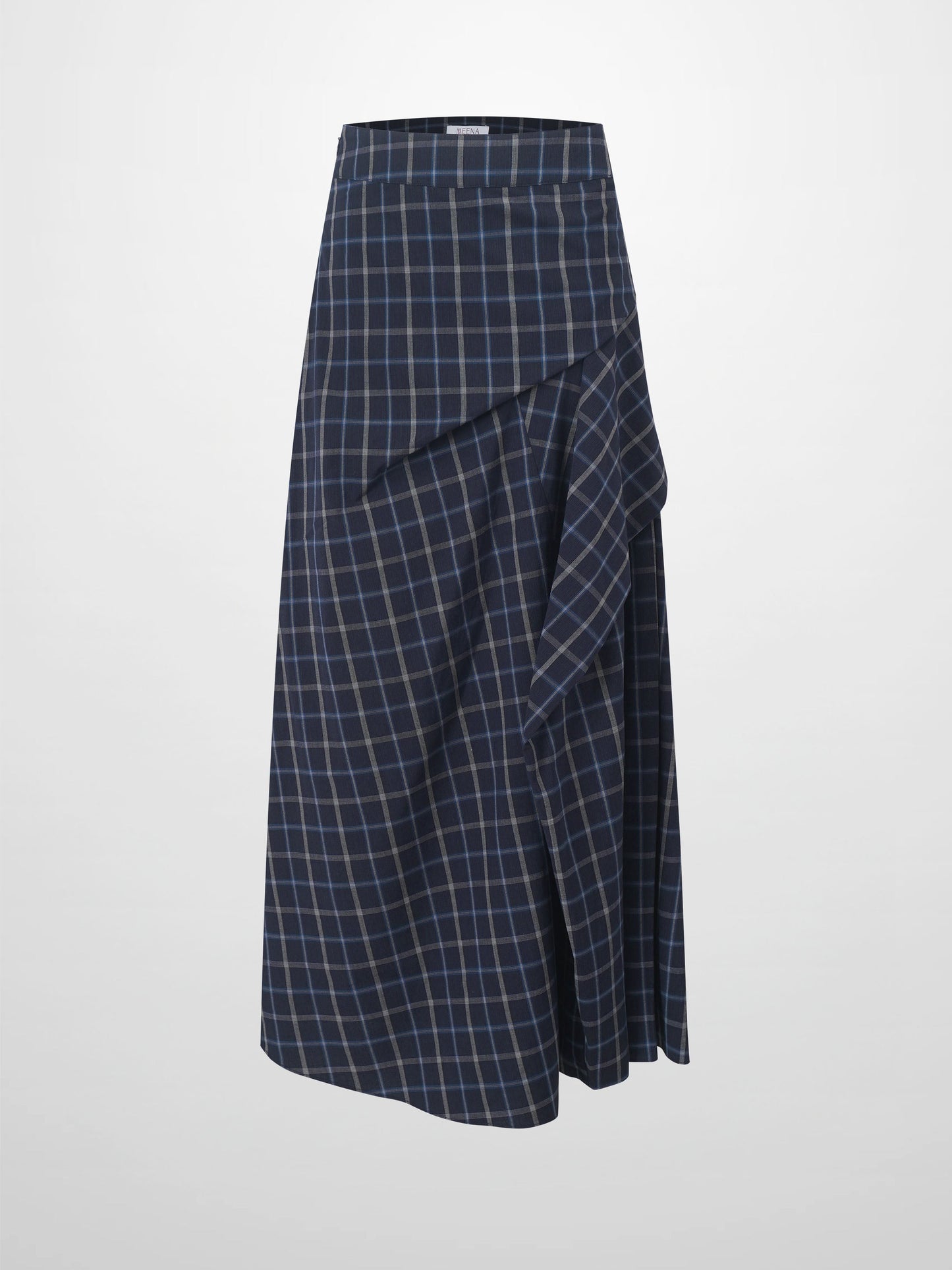 Gathered Overlay Skirt-Blue Plaid-0