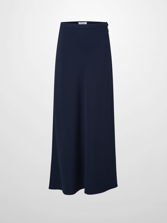 Crepe Flare Skirt-Navy-0