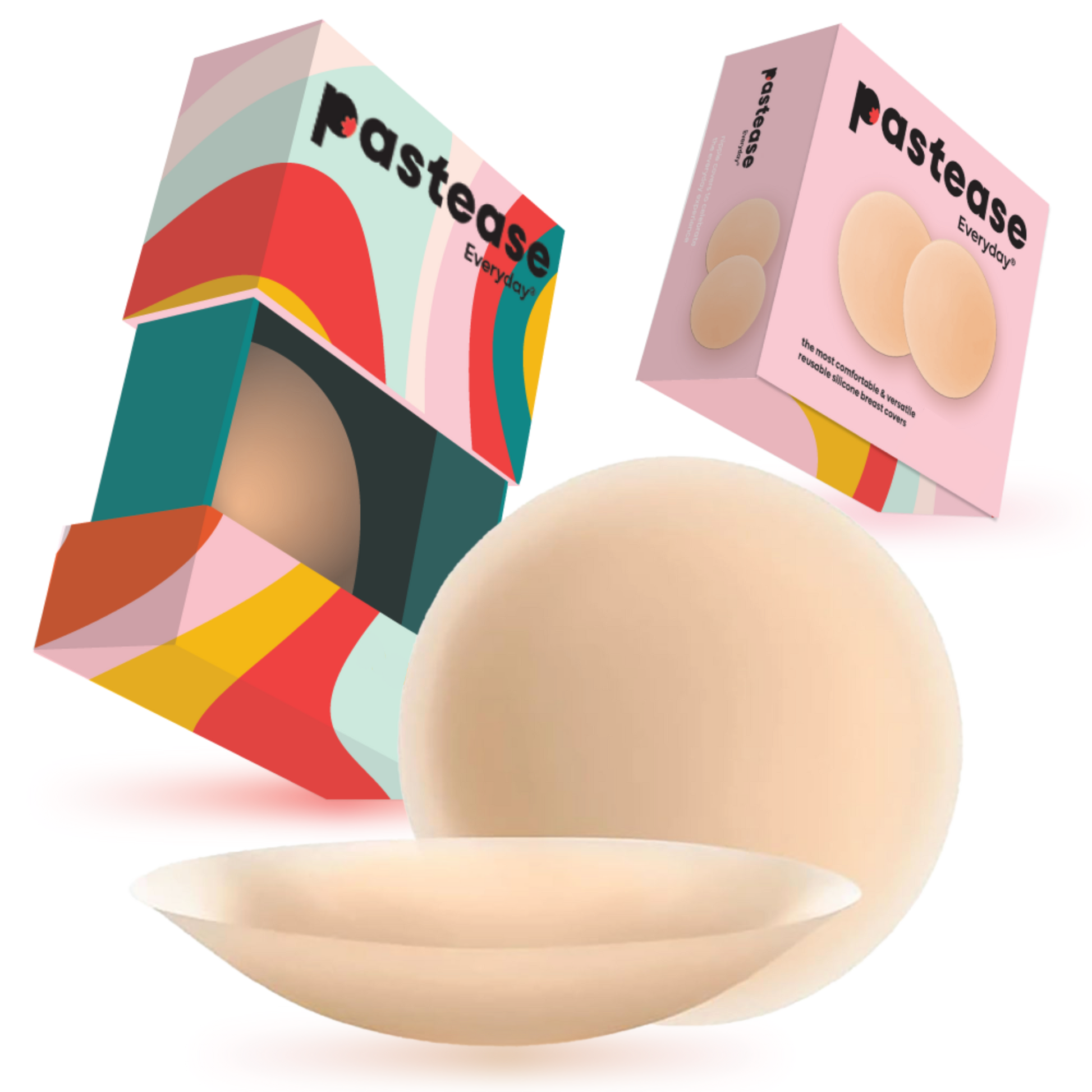 5-Pack: Pastease Everyday® Nipple Cover Sticky Adhesive Silicone Nipple Pasties Reusable Pasty Breast Covers for Women with Travel Box-0