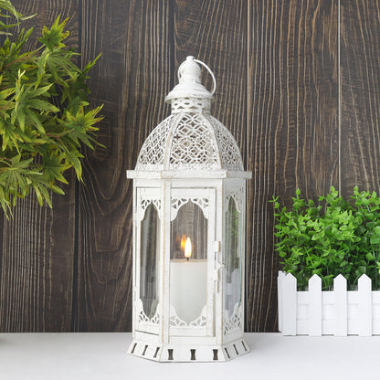 15''H Outdoor Candle Lanterns Vintage Metal Candle Holder-0