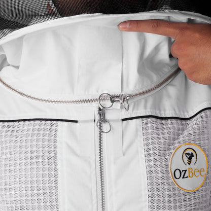 Beekeeping Bee Cotton Semi Ventilated Jacket With Hood Style Veil Protective Gear-2