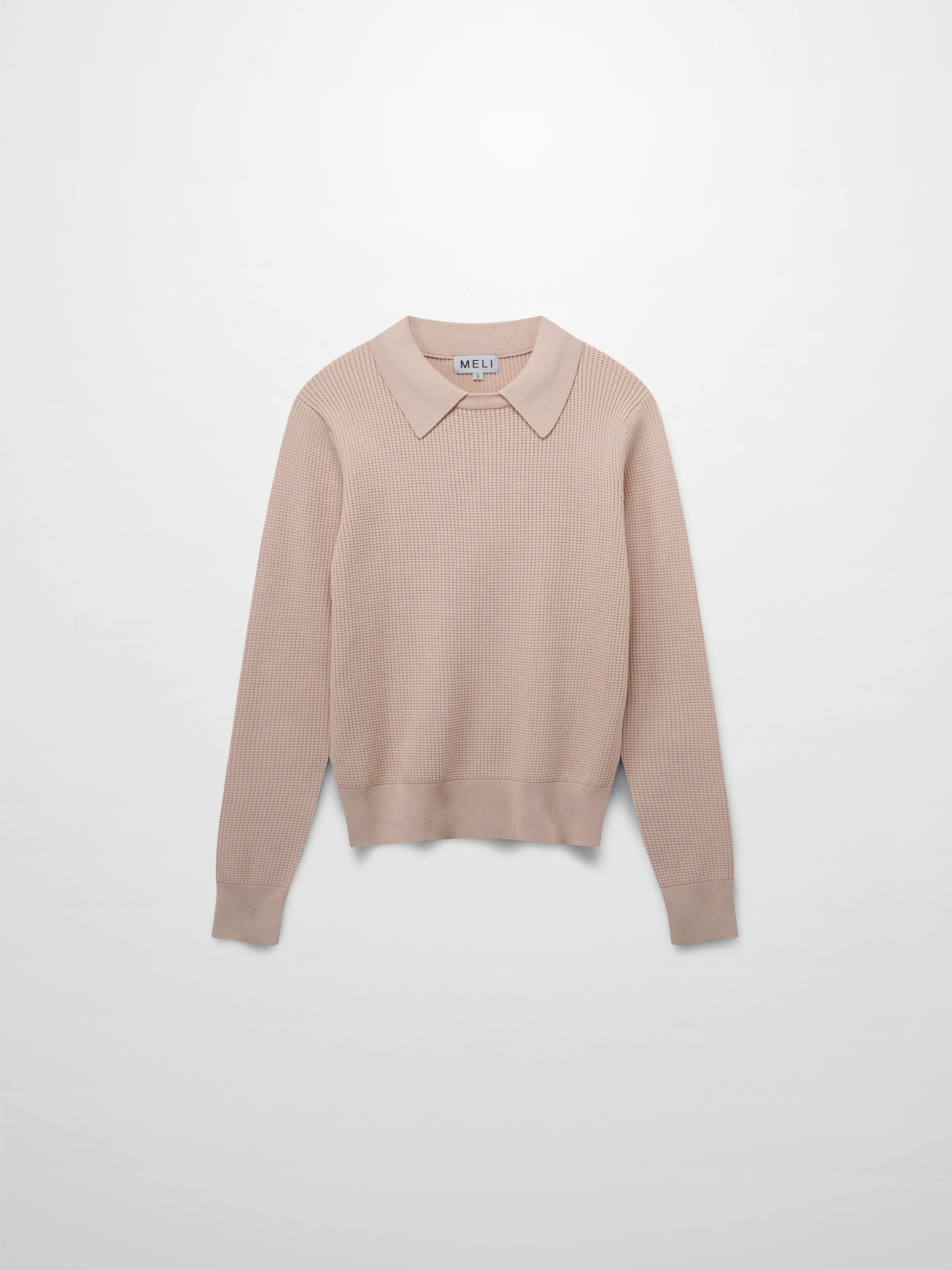 Waffle Collared Sweater-Blush-1