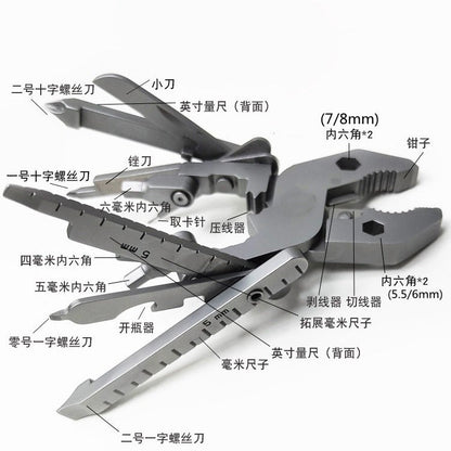 25-in-1 Multitool Clamps and Vises Stainless Steel Pocket Knife with Screwdriver Sleeve with Sheath-Perfect for Outdoor, Survival, Camping, Hiking, Simple Repair-1