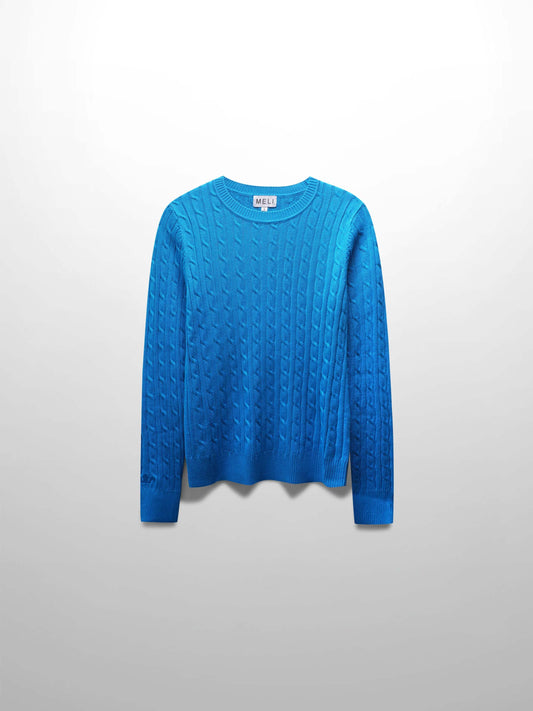Knit Cable Sweater-Summer Cobalt Blue-0