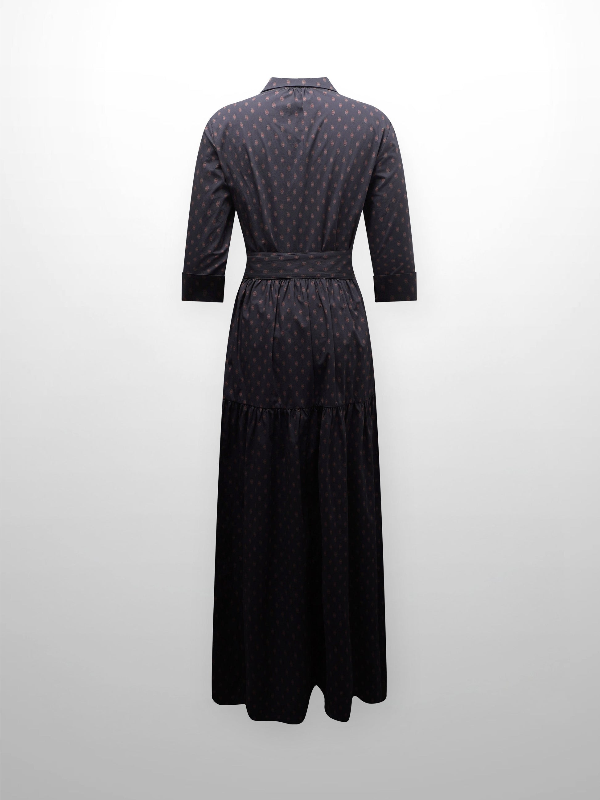 Printed Cotton Belted Shirtdress-Geometric-2