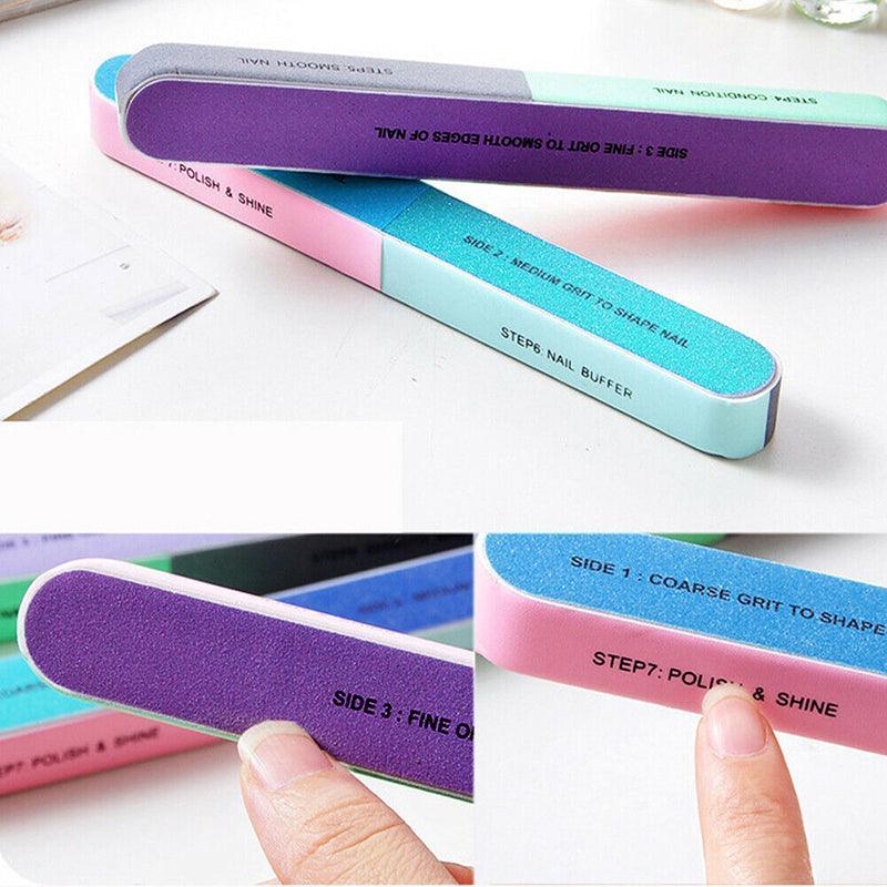7 Way Professional Natural Nail File Straight Buffer Sanding Manicure Tools-4