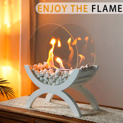 JHY DESIGN Round Tabletop Firepit 43cm H – Bio Ethanol, Ventless, Indoor/Outdoor-3