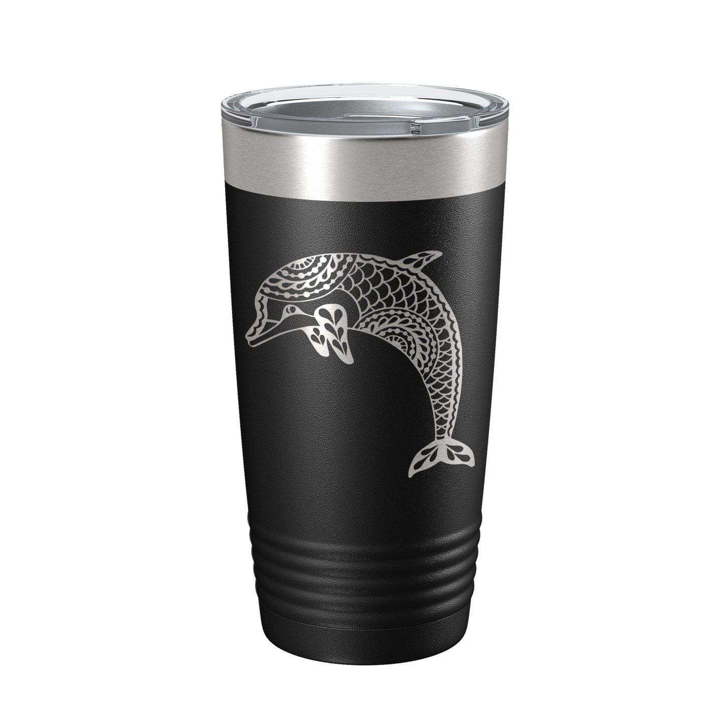 Dolphin Tumbler Zentangle Travel Mug Insulated Laser Engraved Coffee Cup 20 oz-0