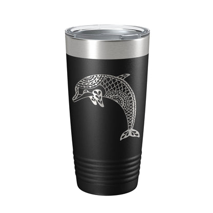Dolphin Tumbler Zentangle Travel Mug Insulated Laser Engraved Coffee Cup 20 oz-0
