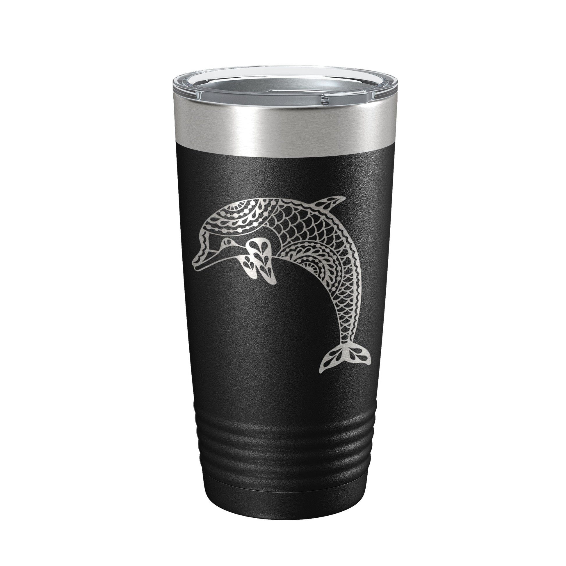 Dolphin Tumbler Zentangle Travel Mug Insulated Laser Engraved Coffee Cup 20 oz-5