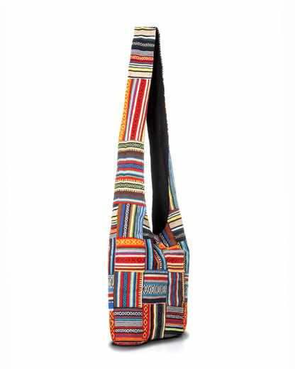 Kathmandu Collection Patchwork Striped Hobo Bag-1