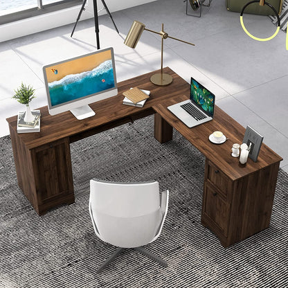 L-Shaped Desk with Storage & Keyboard Tray-4