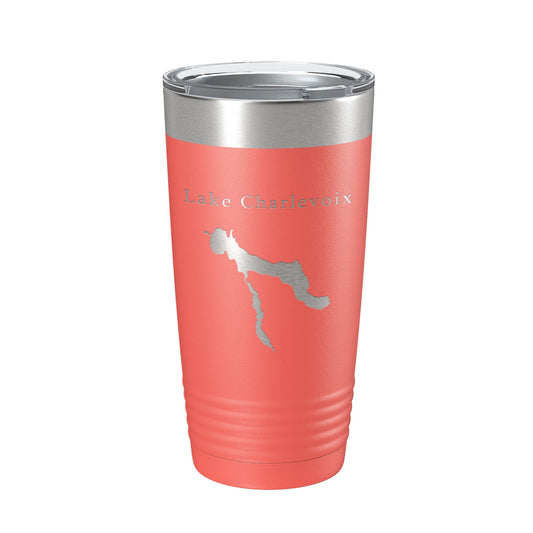 Lake Charlevoix Map Tumbler Travel Mug Insulated Laser Engraved Coffee Cup Michigan 20 oz-20