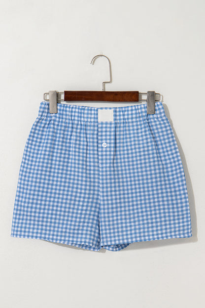 Gingham High Waist Shorts-5