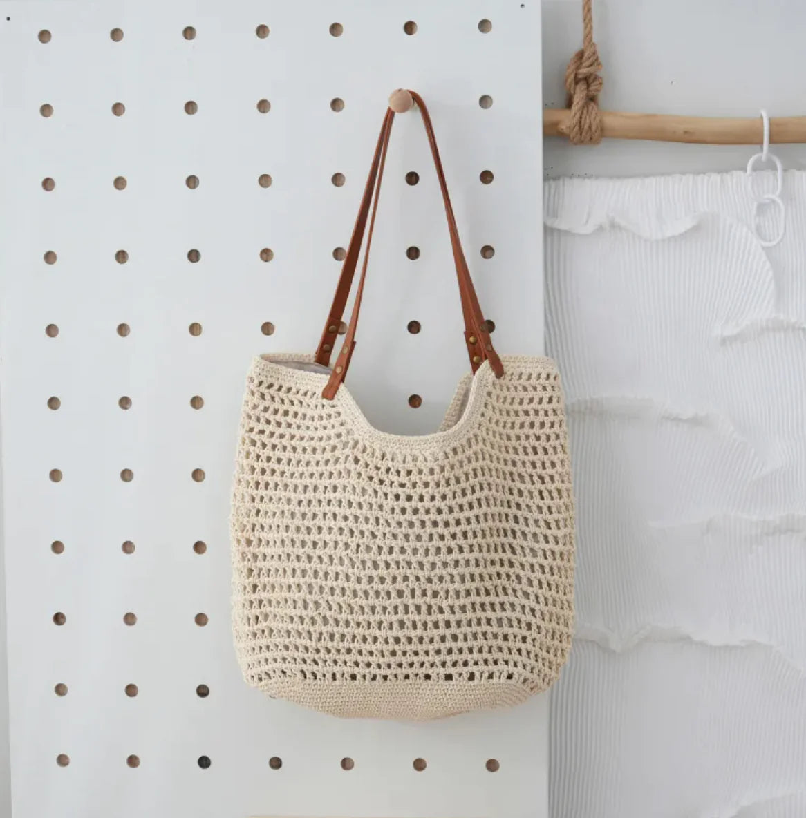 Woven Lightweight Straw Tote Bag