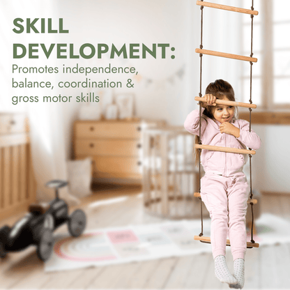 3in1 Swing & Climbing Set: Rope Ladder, Gym Rings & Disc Swing-4