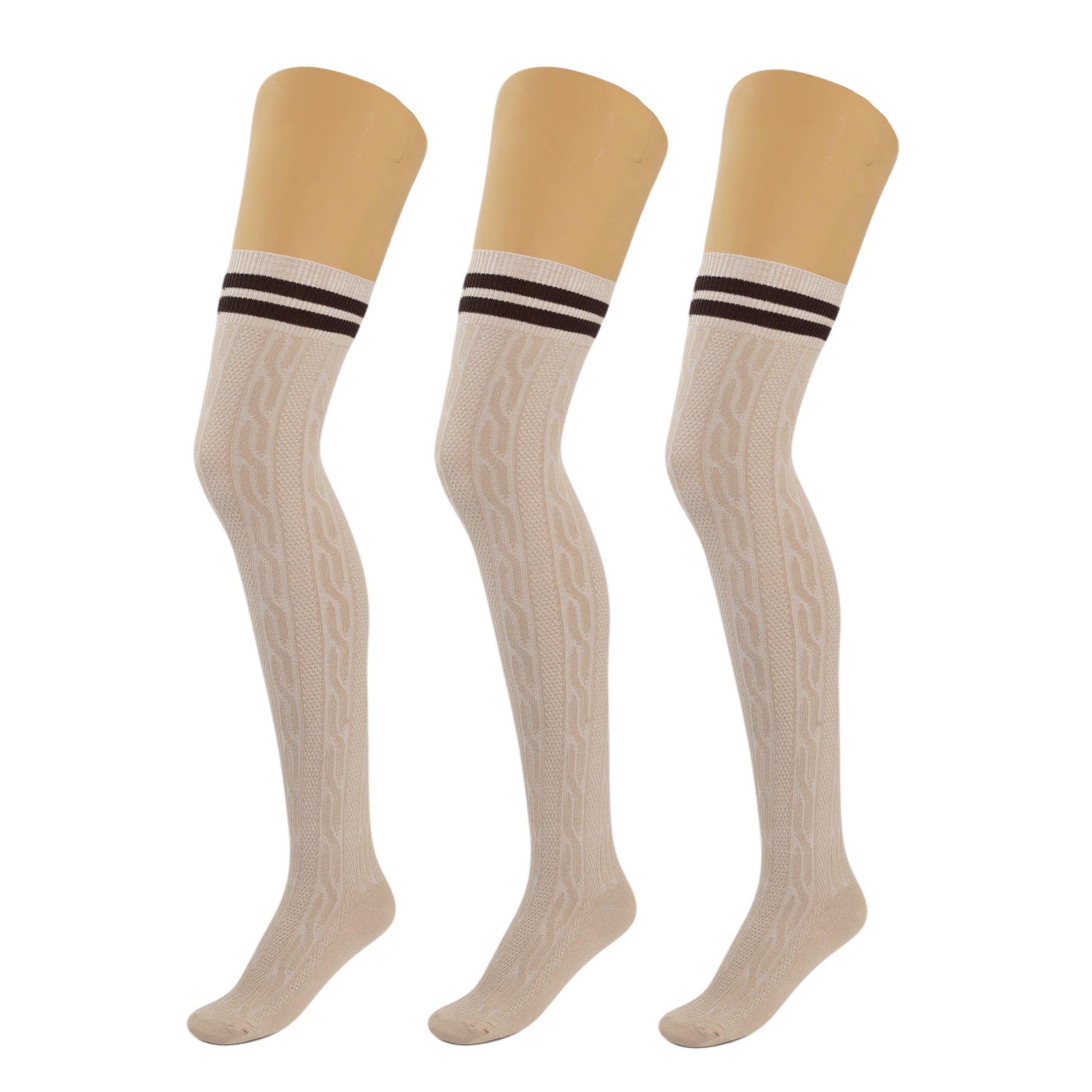 3 Pairs Over-the-Knee Thigh-High Socks for Women – Warm Boot Stockings, Soft & Stretchy Knit, US Size 5-10-0