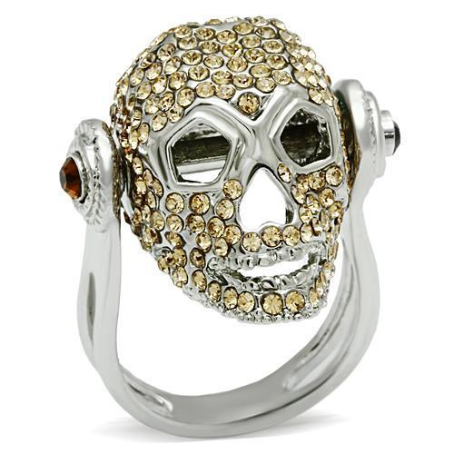 3W016 - Rhodium White Metal Ring with Top Grade Crystal  in Citrine Yellow-0