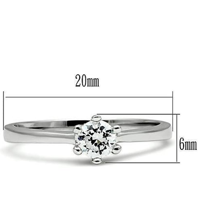 3W109 - Rhodium Brass Ring with AAA Grade CZ  in Clear-1