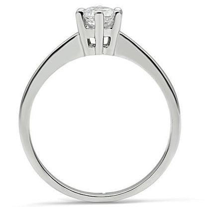 3W109 - Rhodium Brass Ring with AAA Grade CZ  in Clear-2