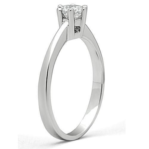 3W109 - Rhodium Brass Ring with AAA Grade CZ  in Clear-3