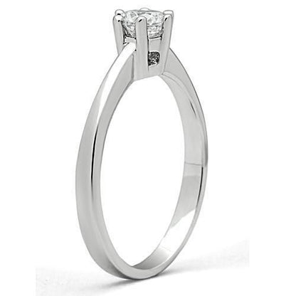 3W109 - Rhodium Brass Ring with AAA Grade CZ  in Clear-3