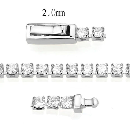 3W1685 - Rhodium Brass Bracelet with AAA Grade CZ in Clear-3