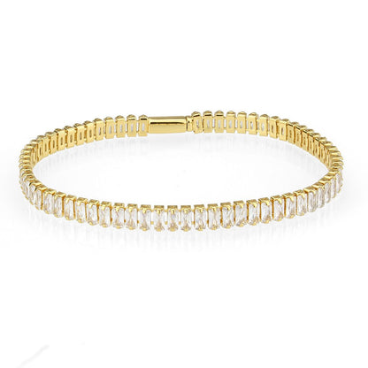 3W1701 - Gold Brass Bracelet with AAA Grade CZ in Clear-0
