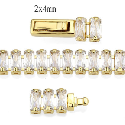 3W1701 - Gold Brass Bracelet with AAA Grade CZ in Clear-3