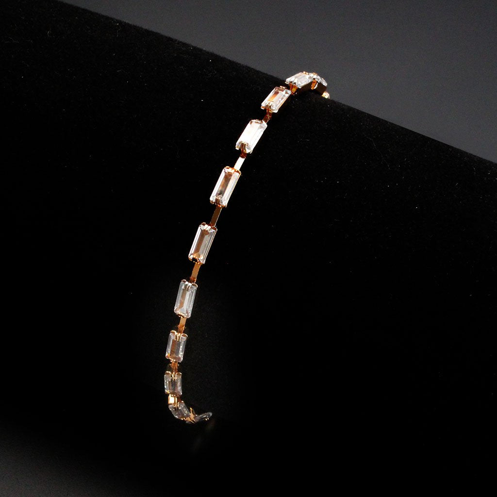 3W1714 - Rose Gold Brass Bracelet with AAA Grade CZ in Clear-1