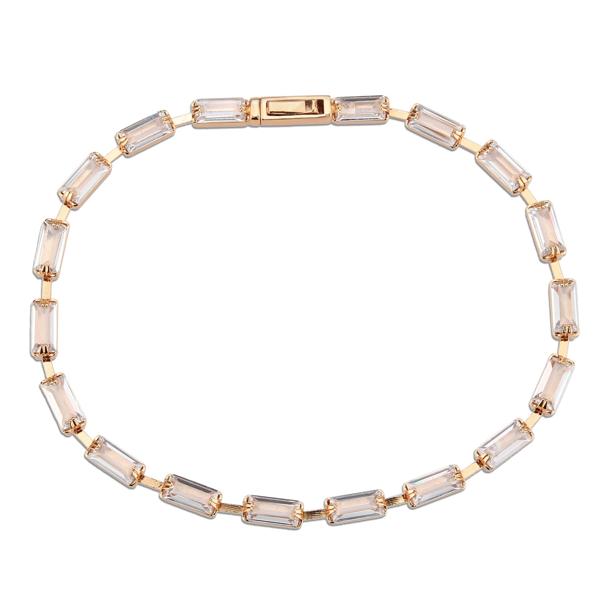 3W1714 - Rose Gold Brass Bracelet with AAA Grade CZ in Clear-2