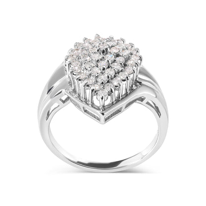 10K White Gold 1/2 Cttw Diamond Pear Shaped Cluster Ring (H-I Color, I1-I2 Clarity)-3