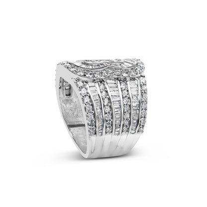 10K White Gold 2 1/2 Cttw Round and Baguette-Cut Diamond Multi-Row Bypass Ring (J-K Color, I2-I3 Clarity)-3