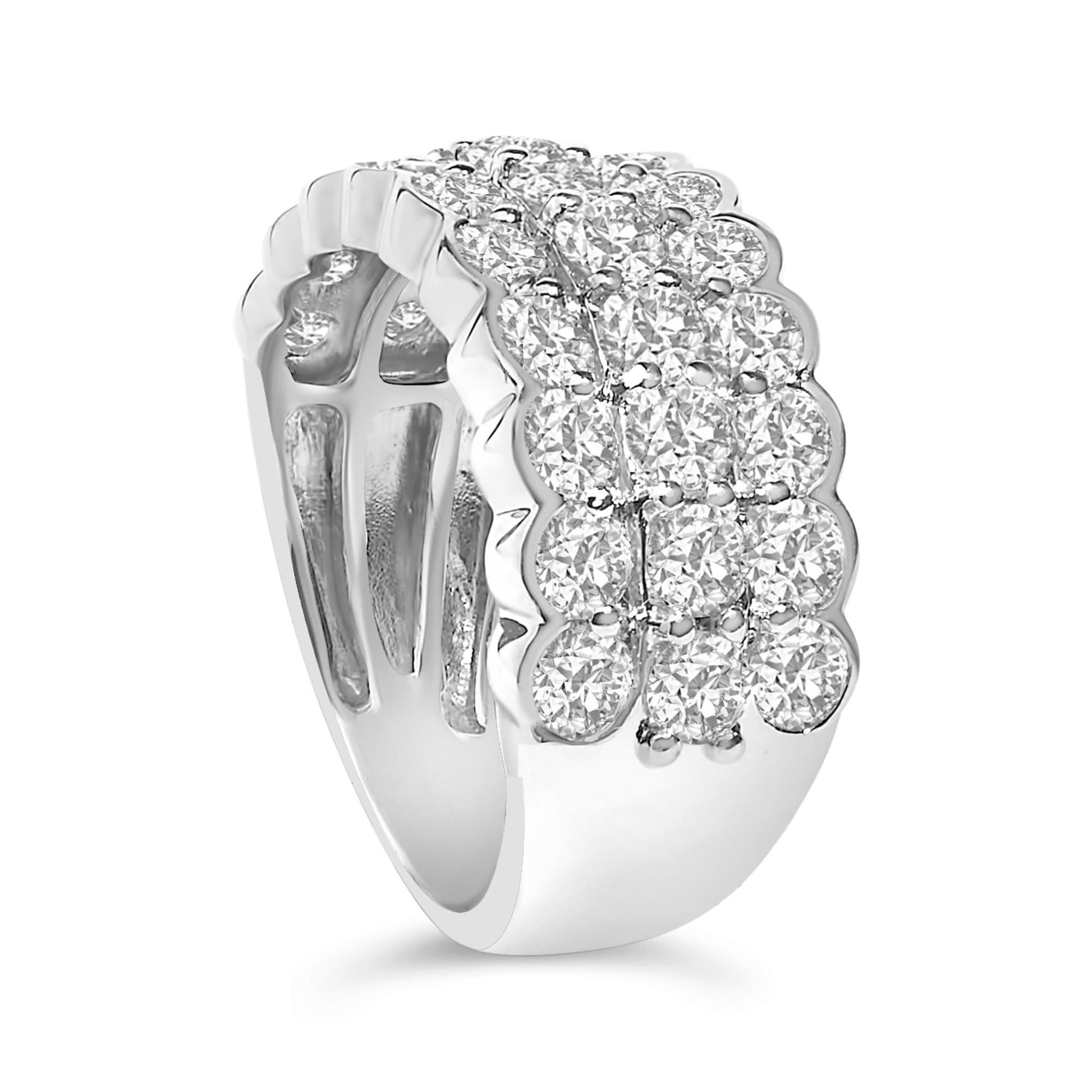 .925 Sterling Silver 3.0 Cttw Lab Grown Diamond 3 Row Band Ring (F-G Color, VS1-VS2 Clarity)-3