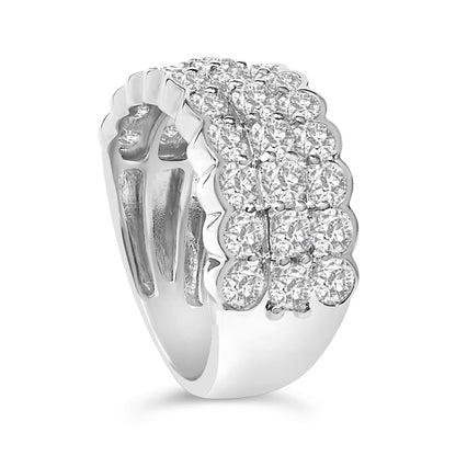 .925 Sterling Silver 3.0 Cttw Lab Grown Diamond 3 Row Band Ring (F-G Color, VS1-VS2 Clarity)-3