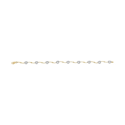 10k Two-Tone Gold 1/3 Cttw Diamond Pave Set Heart S-Link 7.25" Bracelet (I-J Color, I2-I3 Clarity)-3