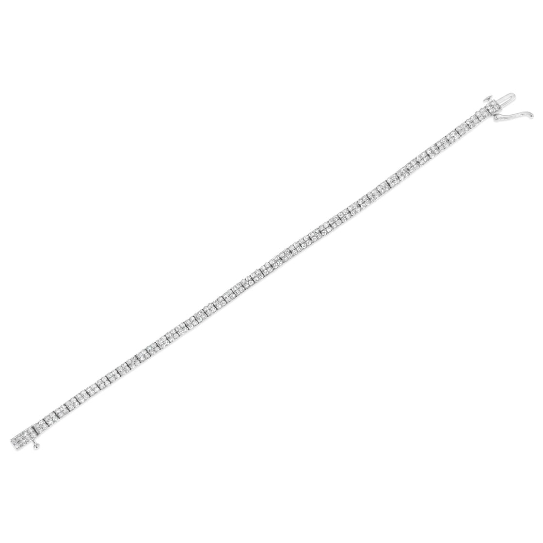 .925 Sterling Silver 3.0 Cttw Prong-Set Round Diamond 2 Row Link Tennis Bracelet (I-J Color, I3 Clarity) - 7.25"-3