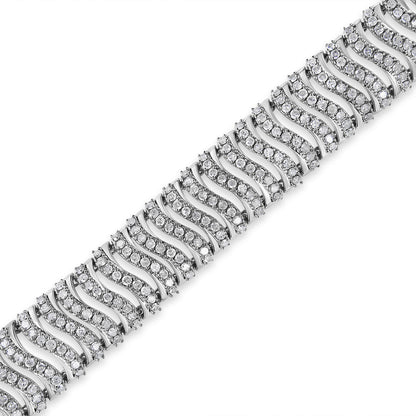 .925 Sterling Silver 5.00 Cttw Round-Cut Diamond "S" Link Bracelet (I-J Color, I3 Clarity) - Size 7.25-3