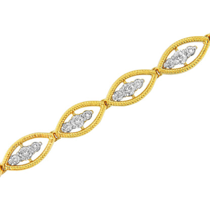 10K Yellow Gold Plated .925 Sterling Silver 1 cttw Prong Set Round-Cut Diamond Link Bracelet (J-K Color, I1-I2 Clarity) - 7.25"-3