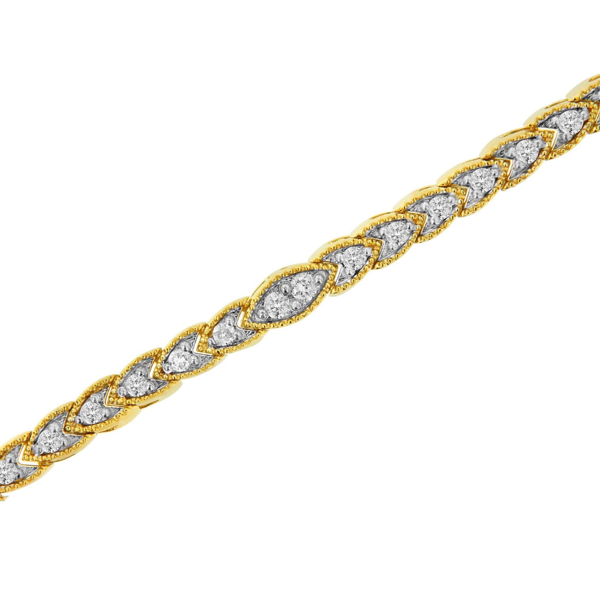 10K Yellow Gold Plated .925 Sterling Silver 1 cttw Prong-Set Diamond Pear Shape Link Bracelet (I-J Color, I1-I2 Clarity) - 7.25"-3