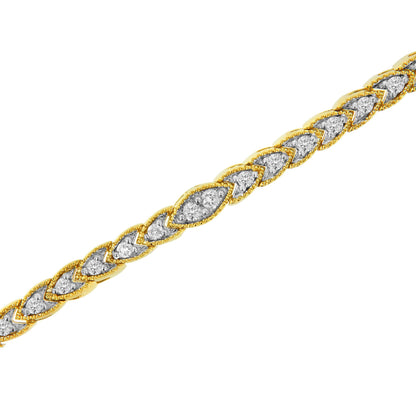 10K Yellow Gold Plated .925 Sterling Silver 1 cttw Prong-Set Diamond Pear Shape Link Bracelet (I-J Color, I1-I2 Clarity) - 7.25"-3