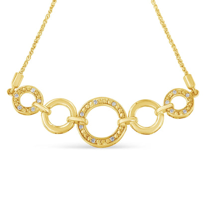 10K Yellow Gold over .925 Sterling Silver Diamond Accented Graduated Infinity Open Circle 6”-9” Adjustable Bolo Bracelet (H-I Color, I2-I3 Clarity)-3