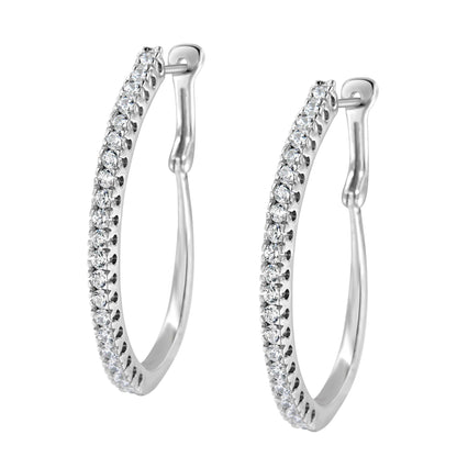 10KT White Gold 1 cttw Diamond Hoop Earrings (I-J Clarity, I2-I3 Color)-3